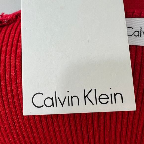 CALVIN KLEIN Red Vibrant Open Knit Cardigan Size S Small NEW - Picture 6 of 7
